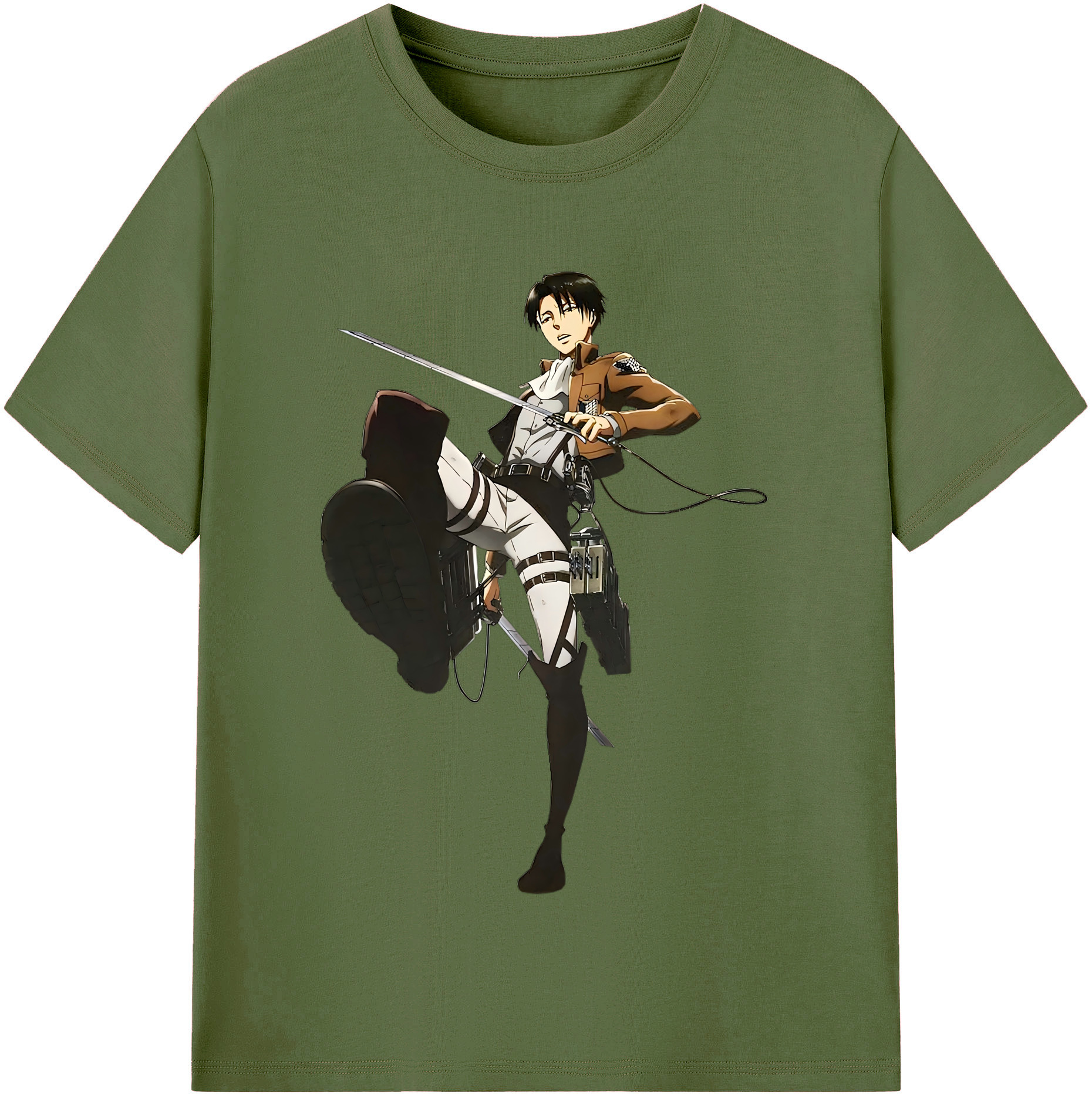 （画像用） 進撃の巨人 リヴァイ·アッカーマン Attack on Titan Levi Ackerman 綿100％半袖Tシャツ（フロントプリント）